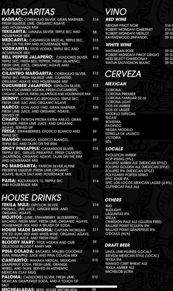 Carta del restaurante Tekila Mexican Grill & Cantina, Park City