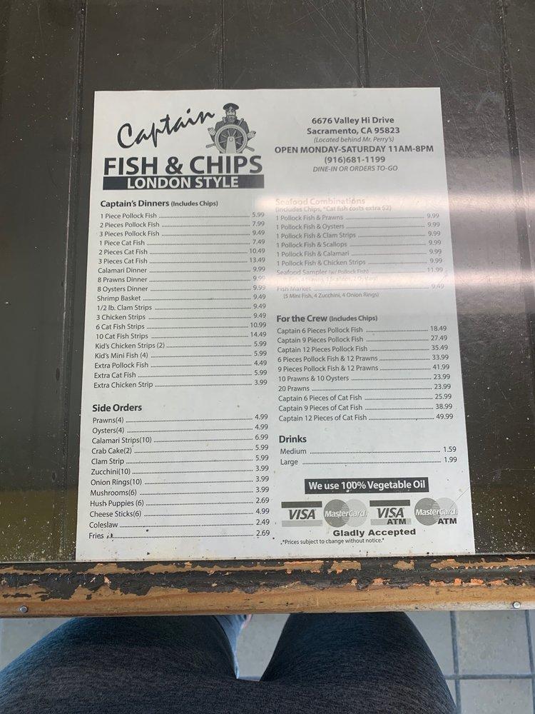 Menu at Captain Fish & Chips restaurant, Sacramento, Valley Hi Dr