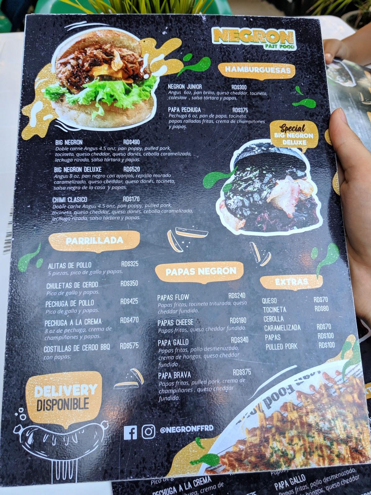 Menu at Negron Fast Food, Santo Domingo, C. Verano 7