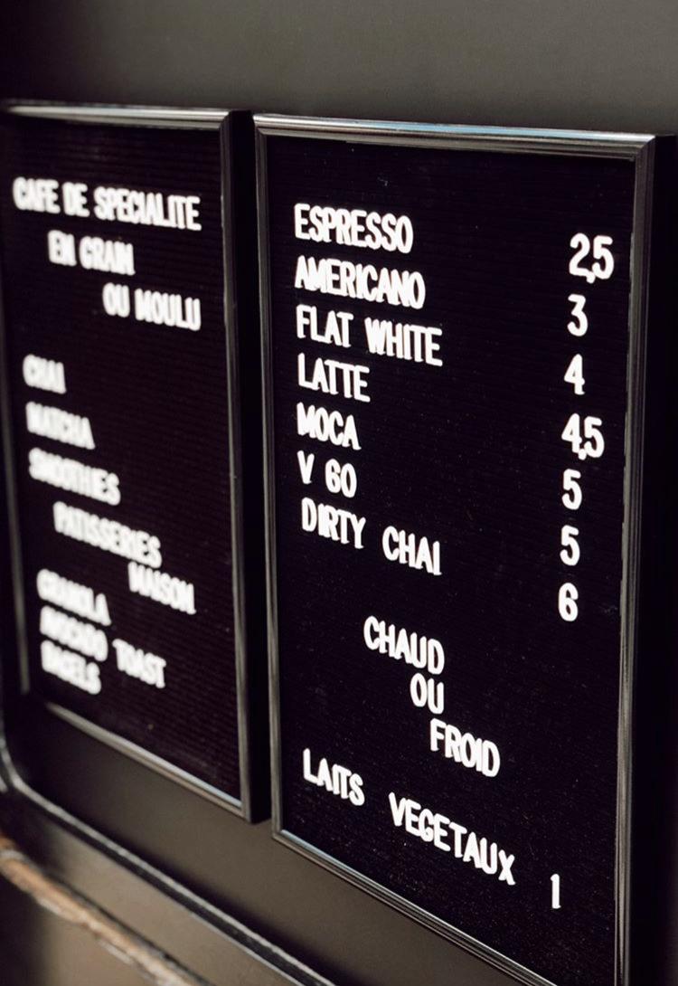 Menu at Motors Coffee cafe, Paris