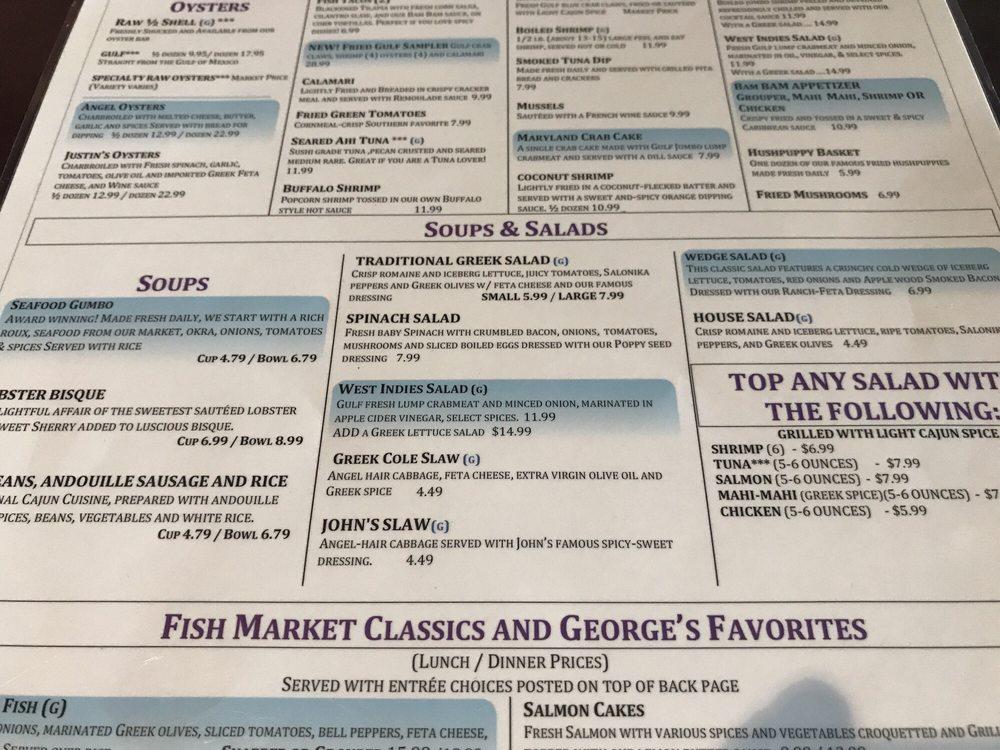 Menu at The Fish Market Restaurant, Birmingham, US31
