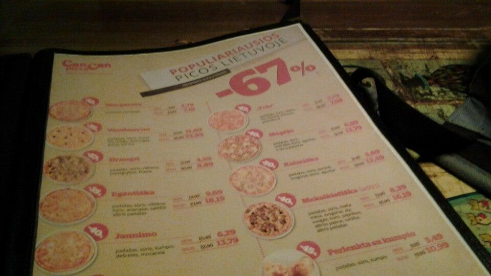 Menu at Can Can Pizza restaurant, Vilnius, Gedimino pr. 26