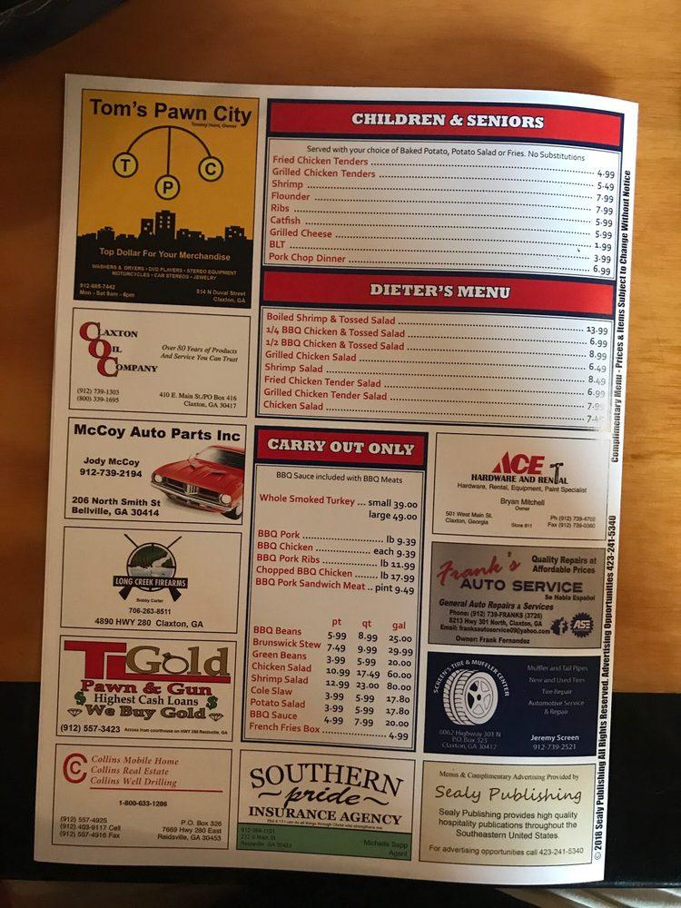 Menu at Harry's Barbeque and Seafood, Hagan