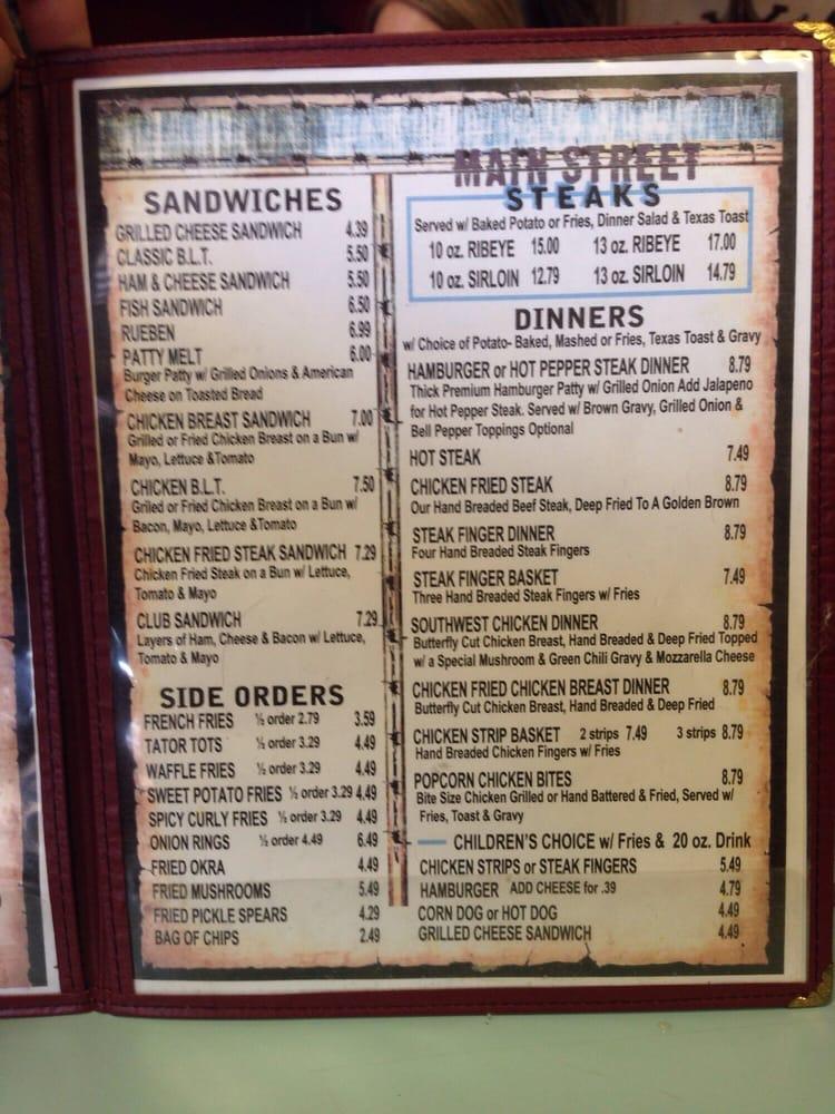 Menu At Main Street Cafe Matador Main St
