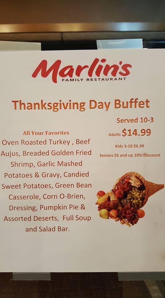 Menu at Marlin's Family Restaurant, Bismarck