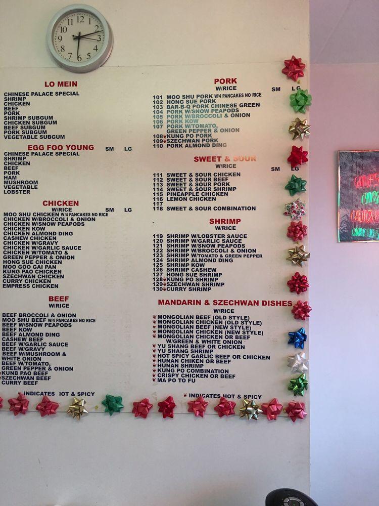 Menu at Chinese Palace Restaurant, Barrington