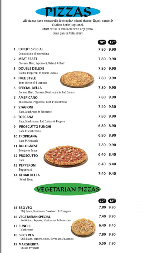 Menu at Pizza Experts fast food, Dronfield
