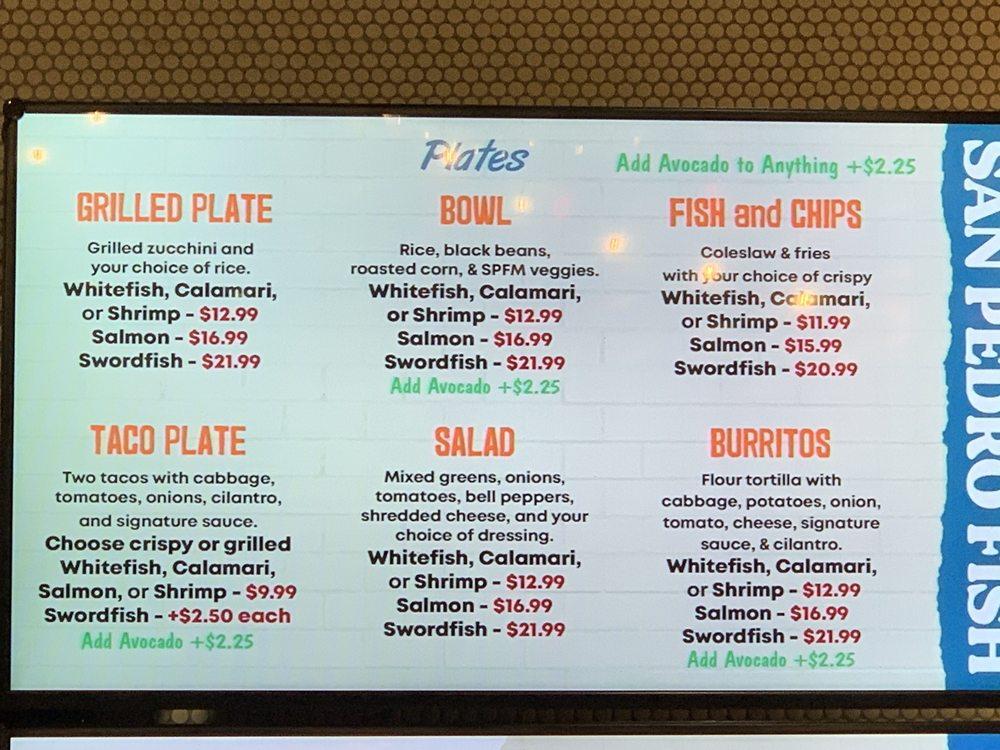 Menu at San Pedro Fish Market Grille restaurant, Rolling Hills Estates