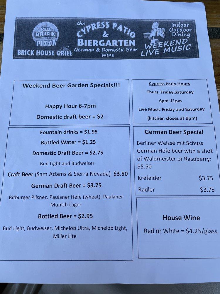 Menu at The Red Brick Pizza and Wings pizzeria, Cottageville