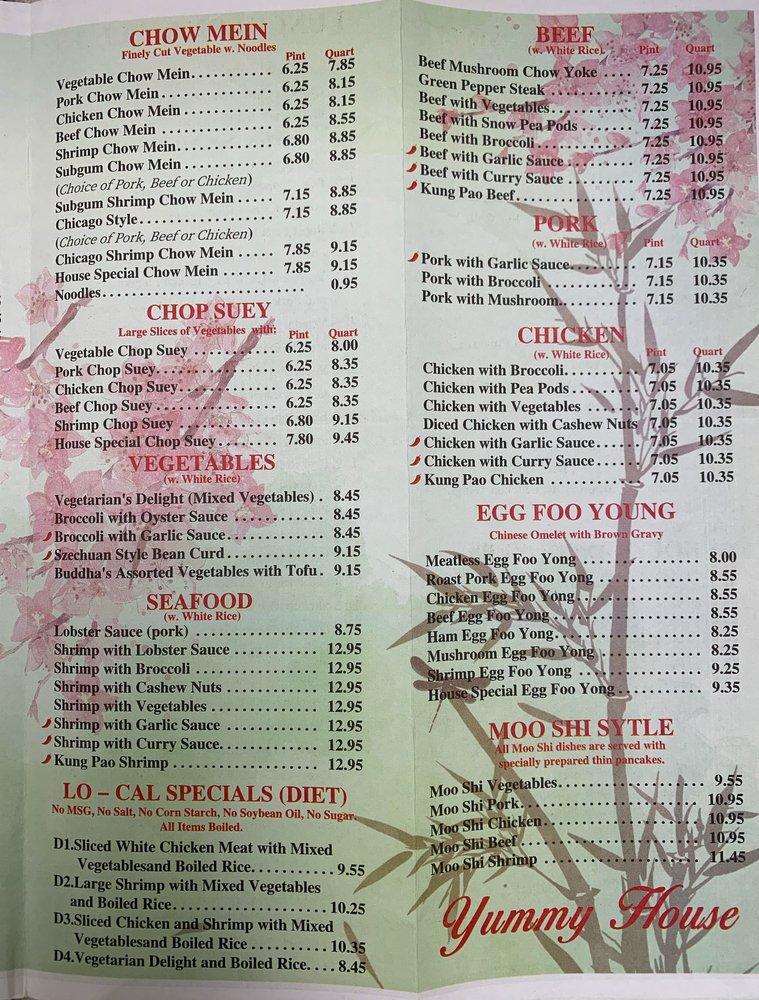 Menu at Yummy House Restaurant, Sanford, 890 Main St