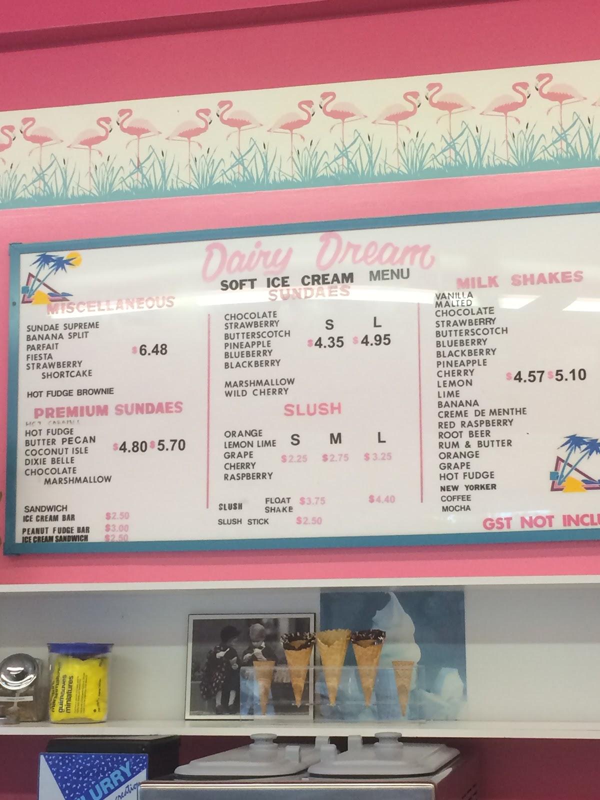 Menu at Dairy Dream desserts, Cobourg