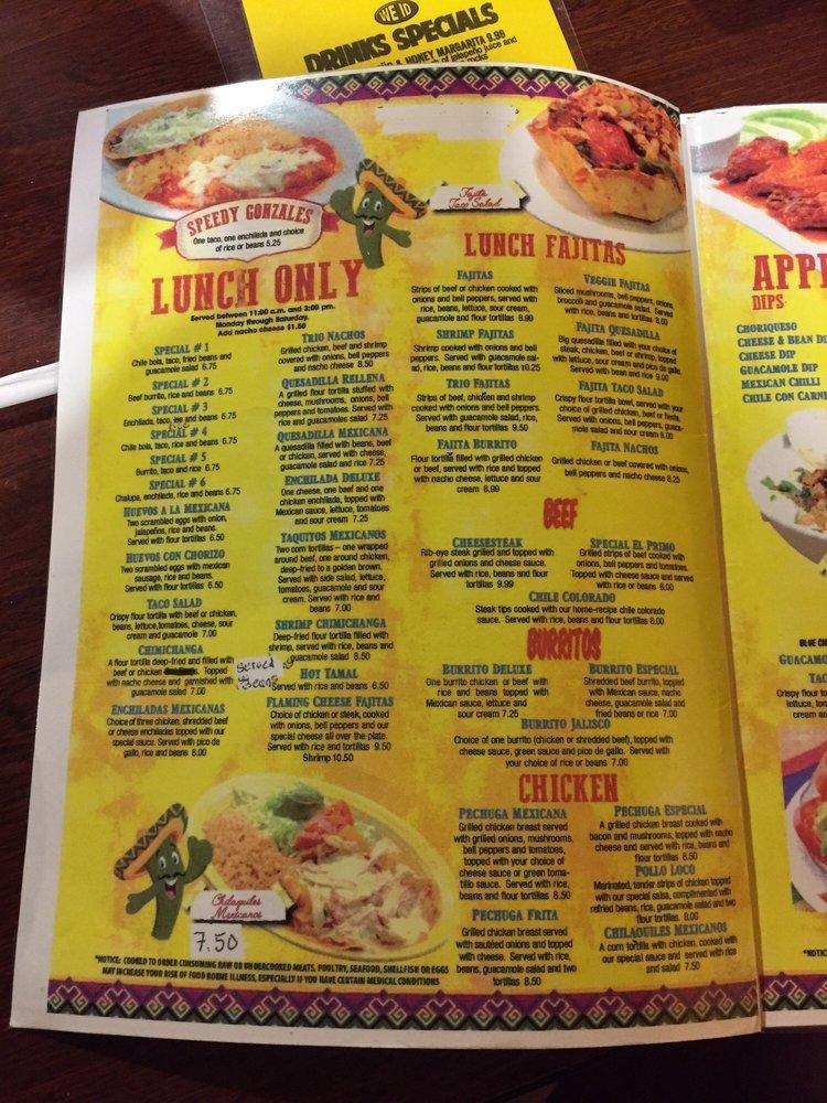 Menu at El Parian Mexican Grill restaurant, Pineville