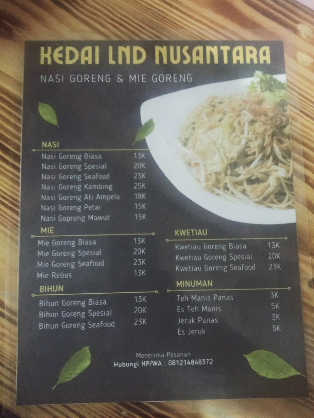 Menu At Kedai LND NUSANTARA BEKASI Restaurant, Bekasi Regency