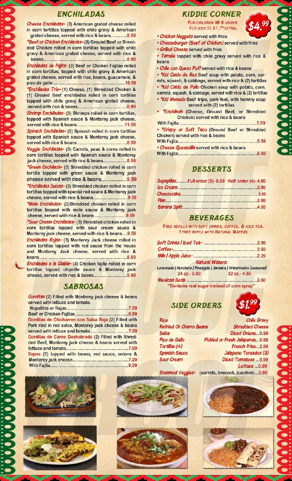 Menu at Los Ramirez Mexican Restaurant, Houston, 463 Bay Area Blvd