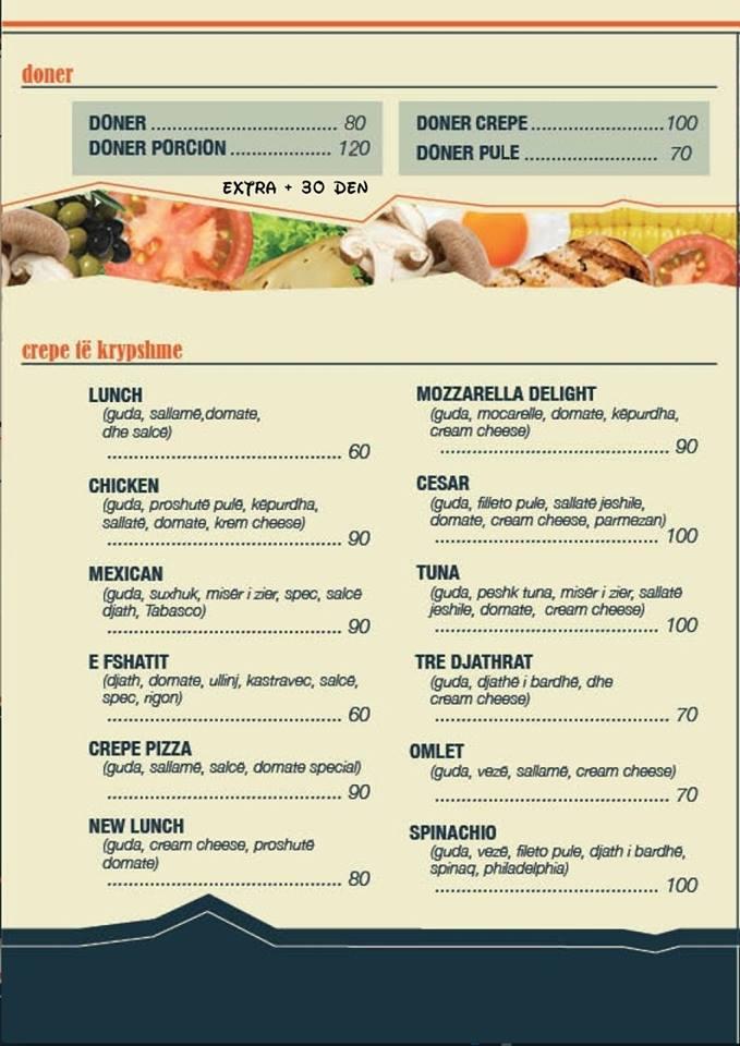 Menu at Doner House Diber restaurant, Debar