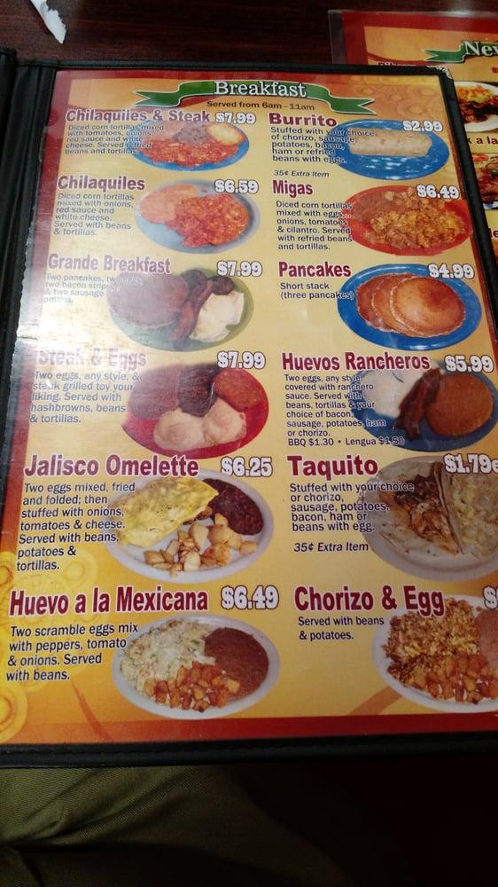 Menu at Taqueria El Tapatio restaurant, Dumas, Guy Lane Plz
