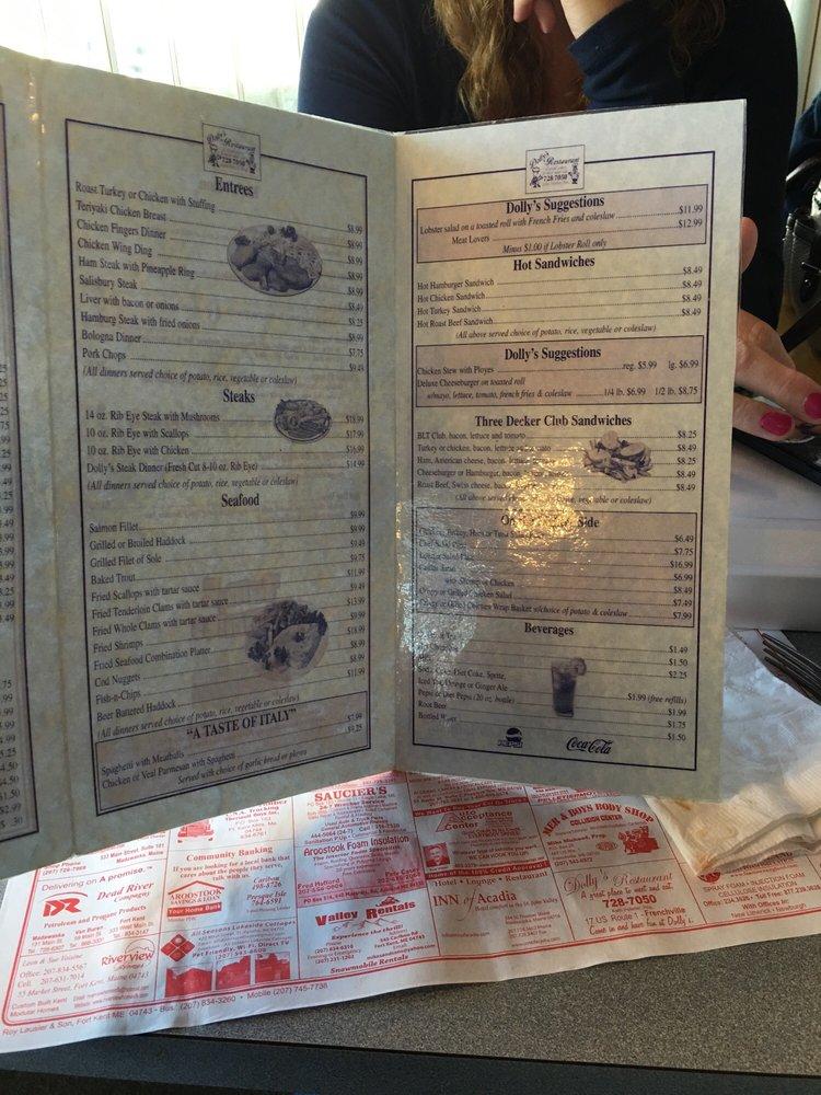Menu at Dolly's Restaurant, Madawaska, 17 US1