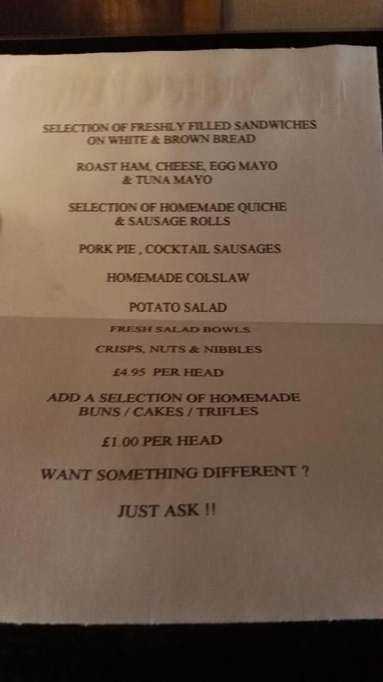 Menu at Cellar Bar, Chesterfield