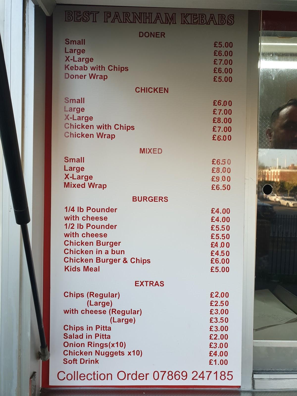 Menu at Best Farnham Kebabs restaurant, Farnham