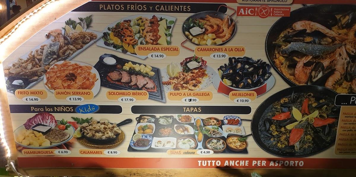 Menu da La Paella ristorante, Lignano Sabbiadoro