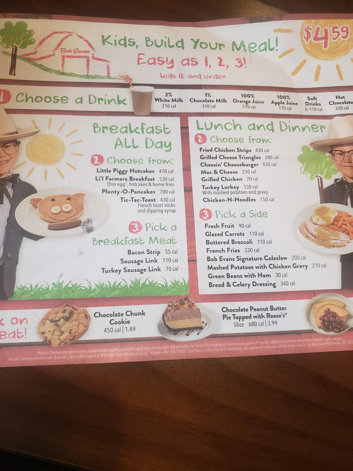 Menu at Bob Evans restaurant, Willoughby, Maplegrove Rd