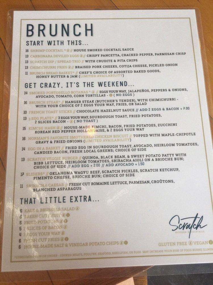 Menu at Scratch Kitchen & Cocktails, Paseo pub & bar, Oklahoma City