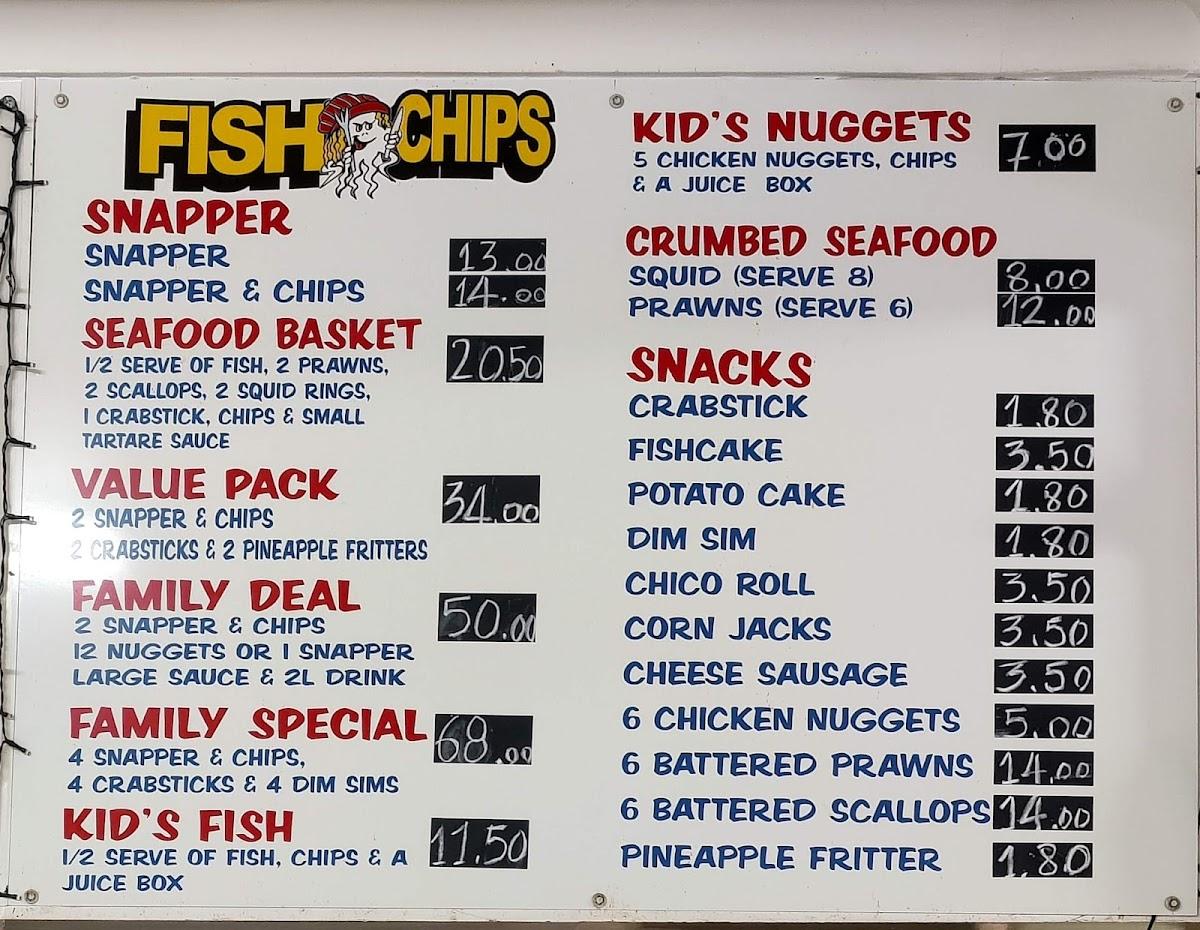 Menu at Stingers Fish & Chips restaurant, Geraldton