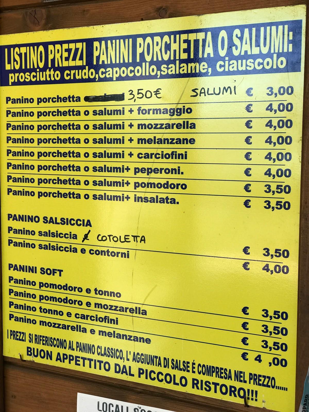 Menu da Piccolo Ristoro, Caldare