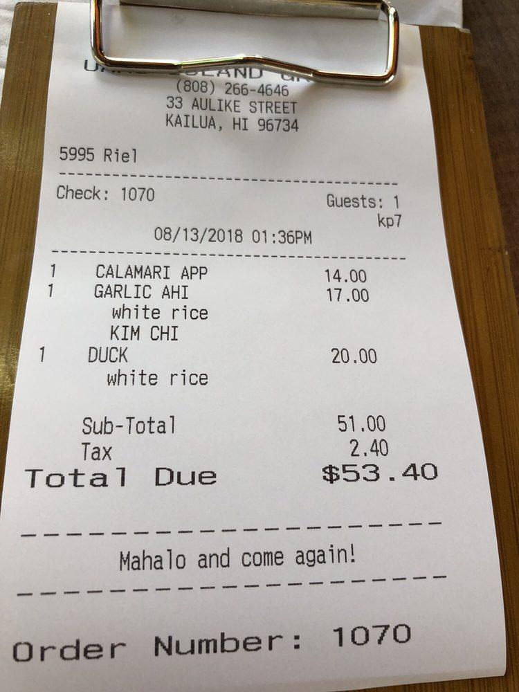 Menu at Uahi Island Grill pub & bar, Kailua, 33 Aulike St
