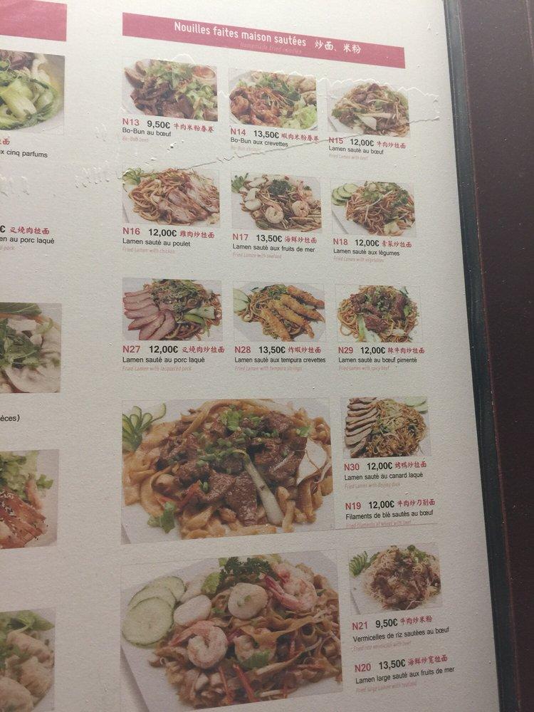 Menu at My Noodles restaurant, Paris