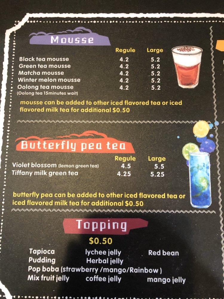 Menu at Tea Yard cafe, Oak Lawn