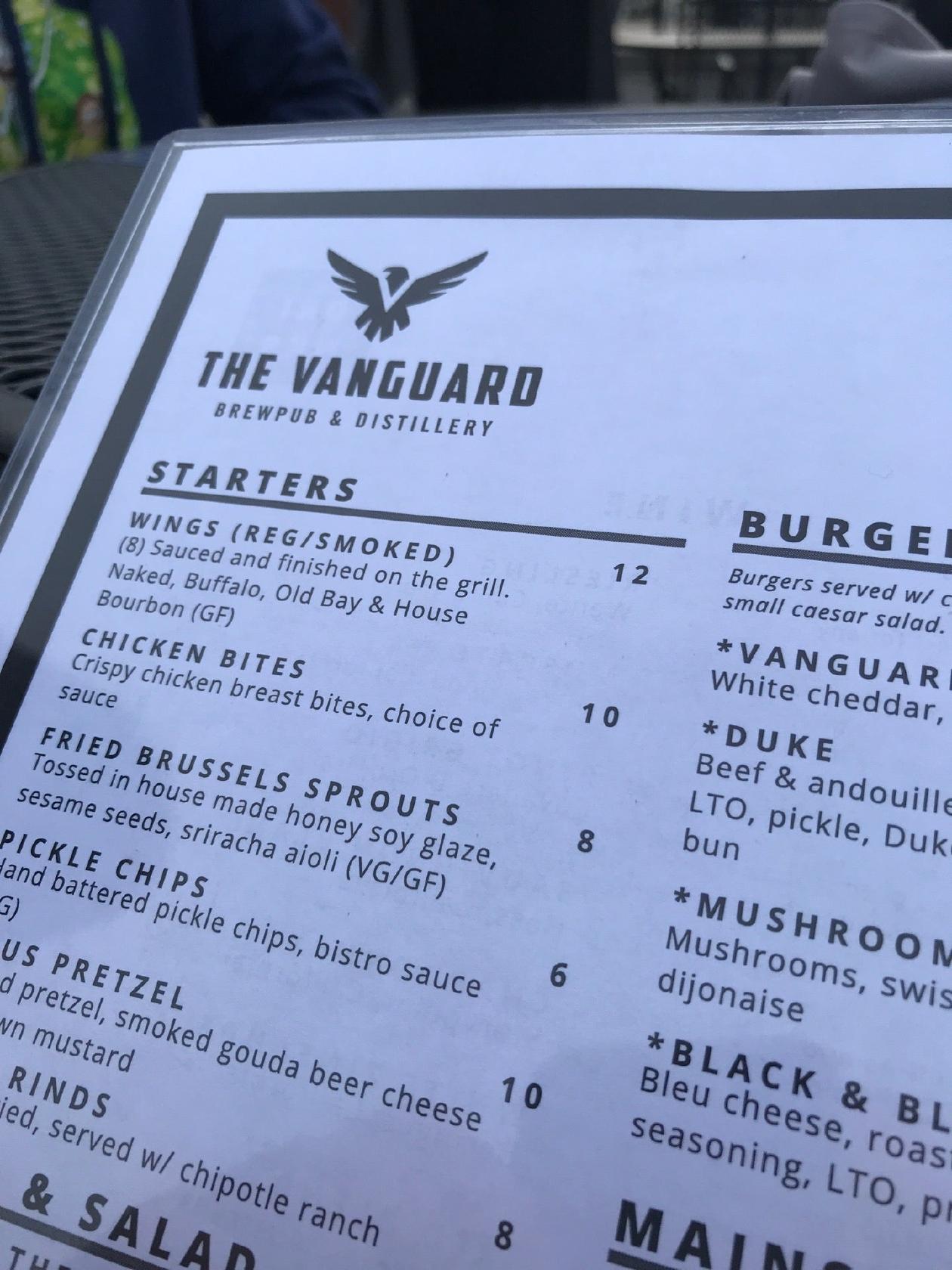 Menu at The Vanguard pub & bar, Hampton