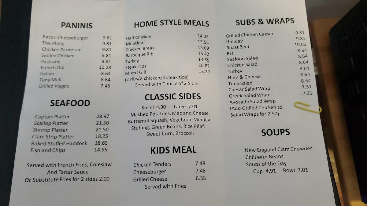 Menu at Avocados restaurant, Bourne