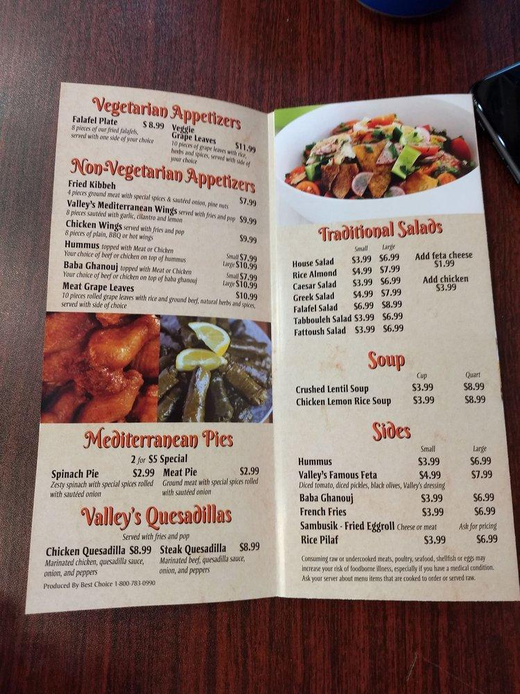 Menu at Shawarma Valley restaurant, Van Buren Charter Township