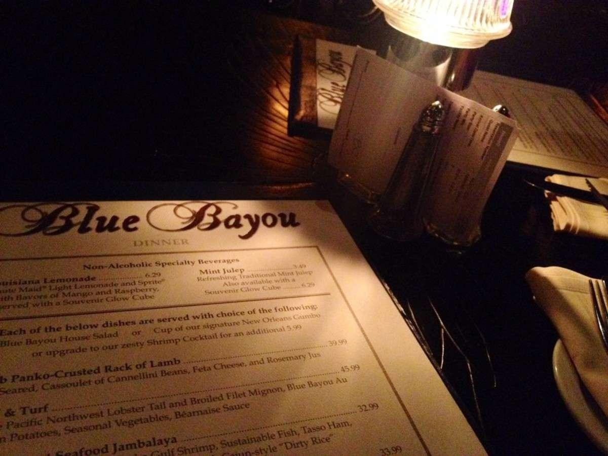 Menu at Blue Bayou Restaurant, Anaheim, Disneyland Dr