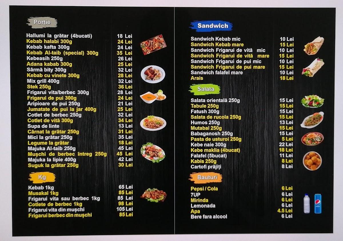 Menu at AlTaib Grill, Bucharest