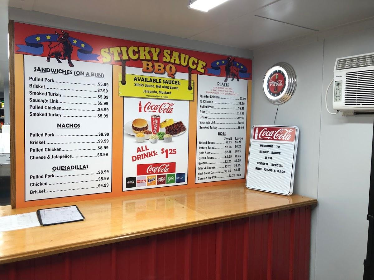 Menu at Sticky Sauce BBQ, Poplarville
