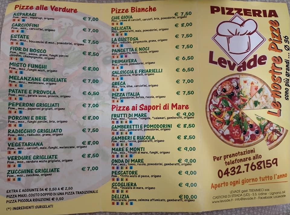 Menu di Trattoria Levade 