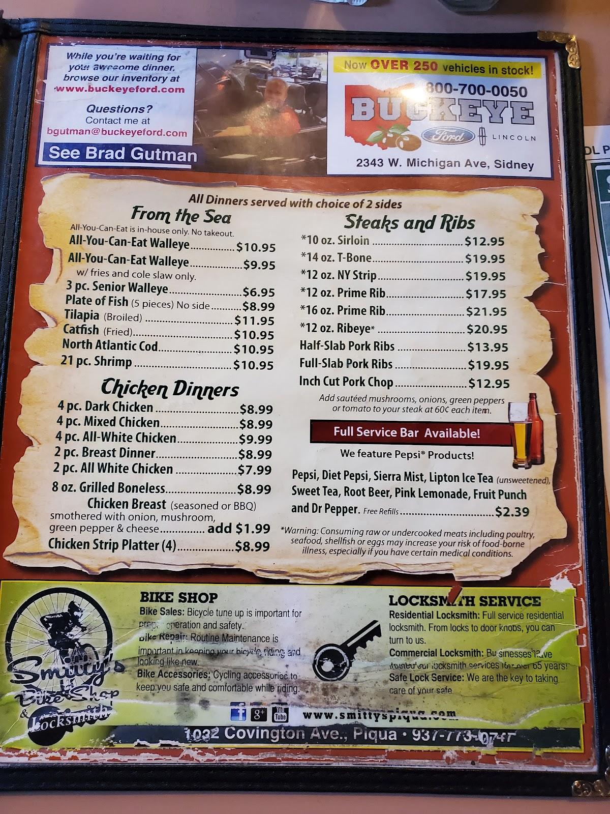 Menu at Buffalo Jacks restaurant, Covington