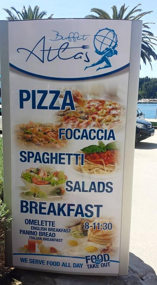 Menu at Buffet Atlas restaurant, Cavtat