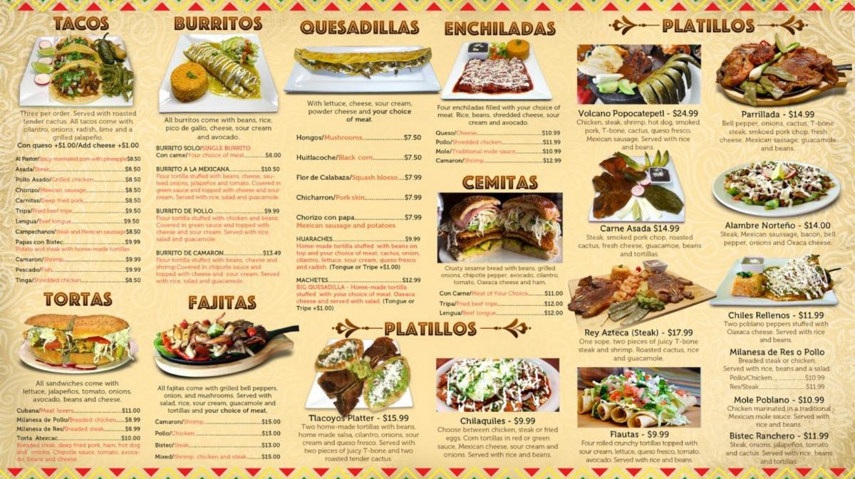 Menu at Los Machetes Authentic Mexican Restaurant, Prospect Park