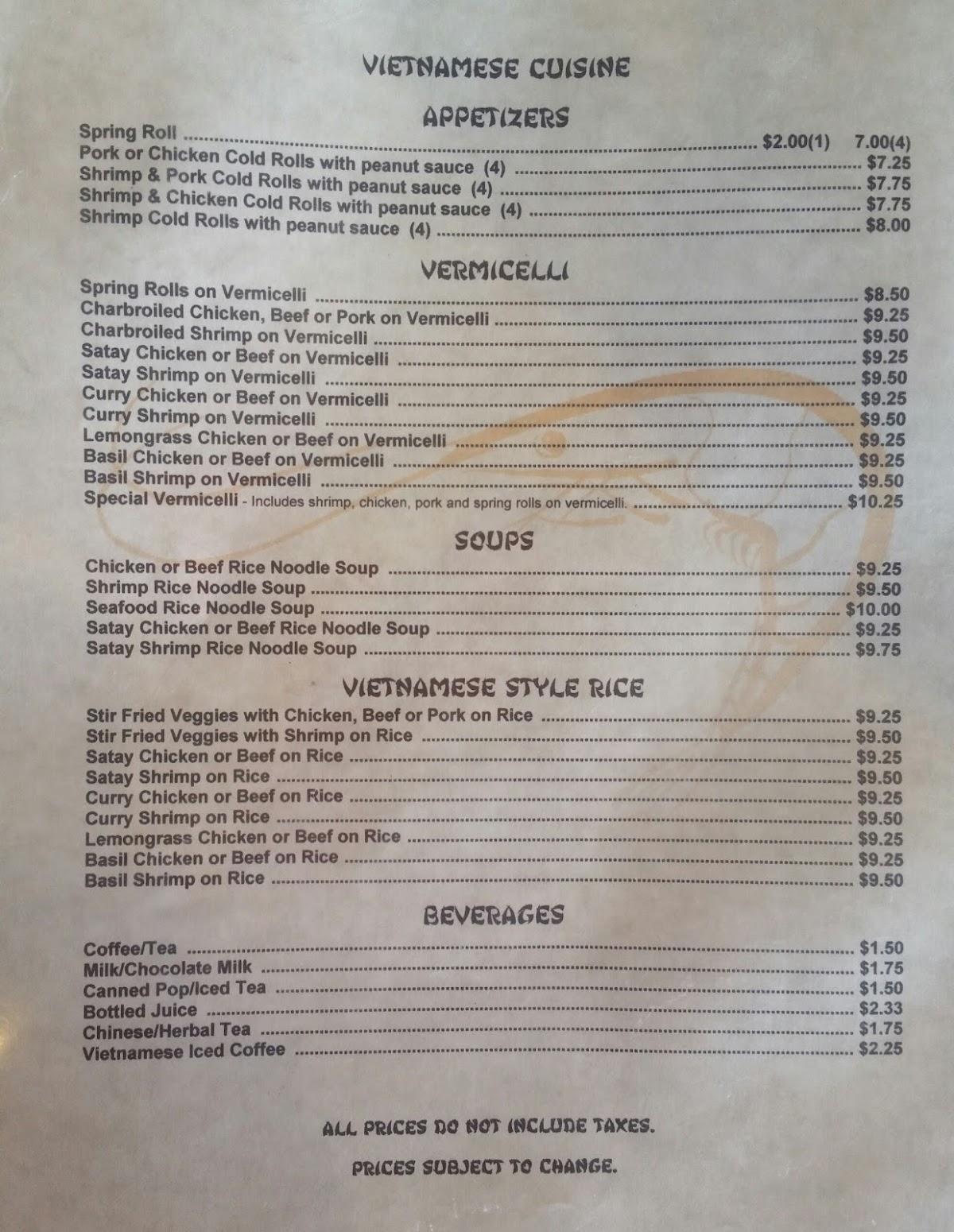 Menu at Spicy Peppercorn Chinese & Vietnamese Restaurant, Prince Albert