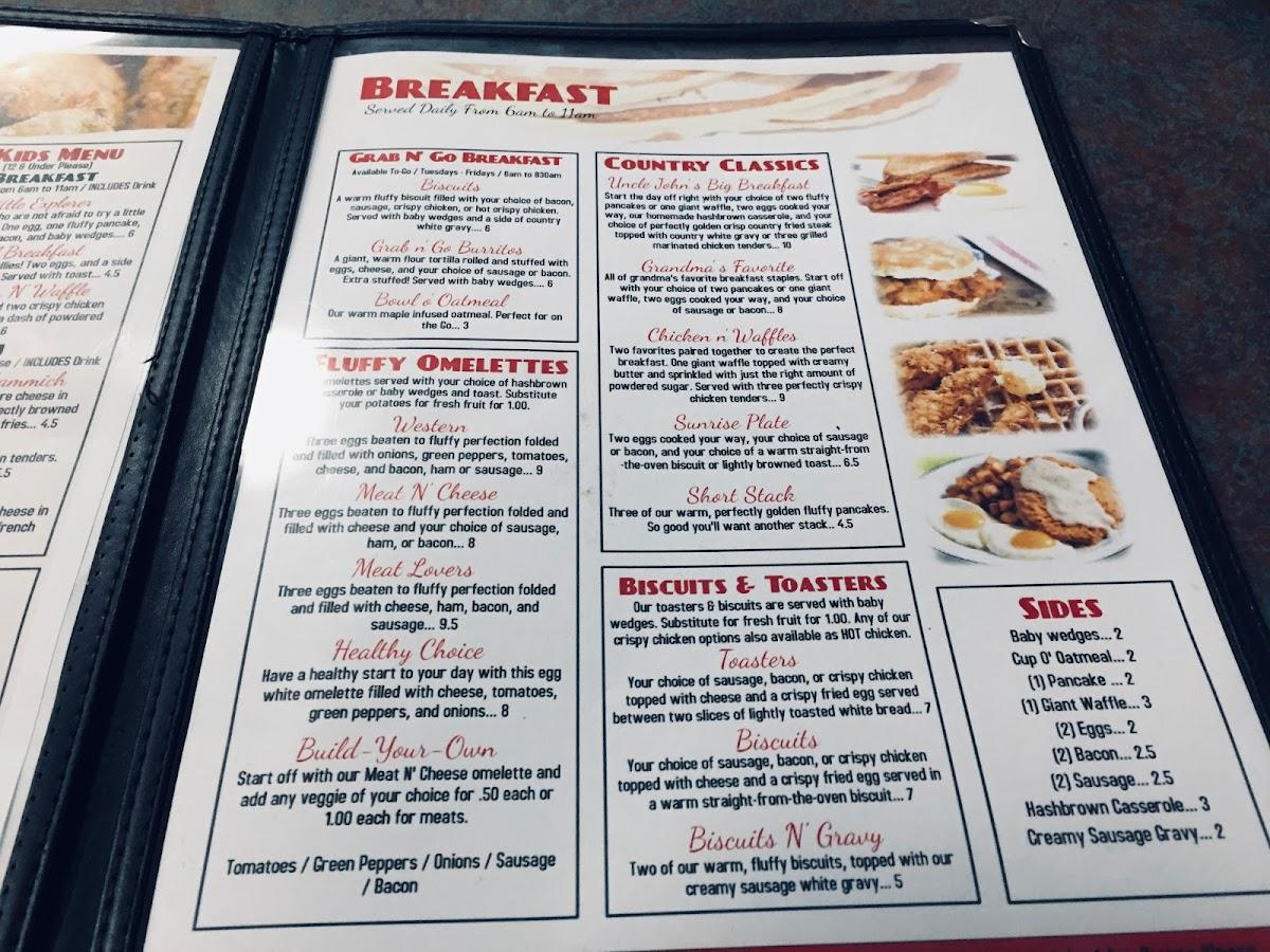 Menu at Uncle John's Diner BBQ, Goodlettsville