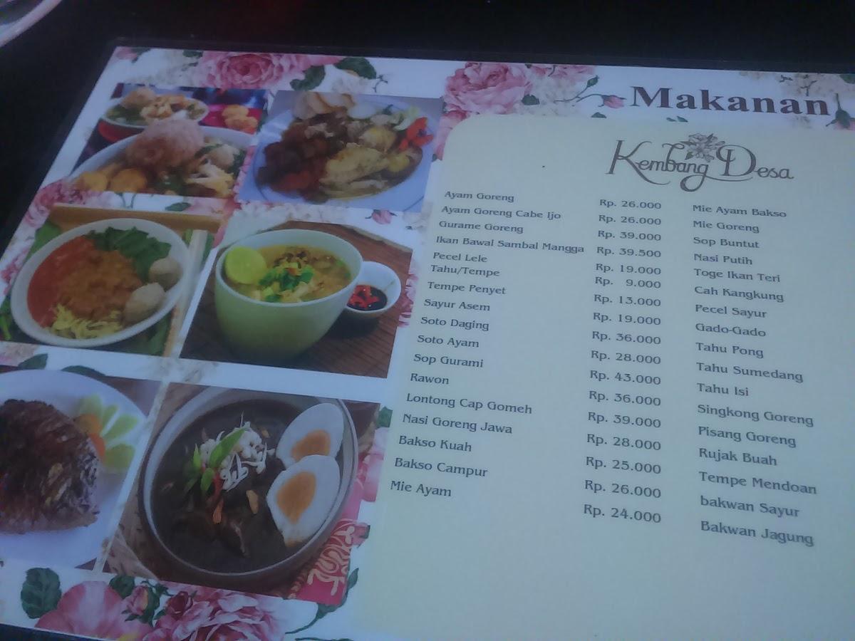 Menu At Kembang DESA Restaurant East Jakarta