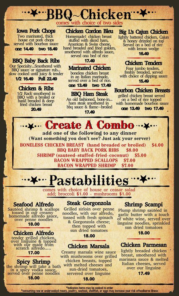 Menu at Hawkeye Restaurant, Keokuk