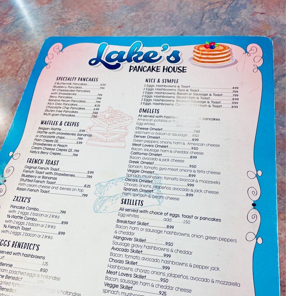 Menu at Lake's Pancake House restaurant, Antioch