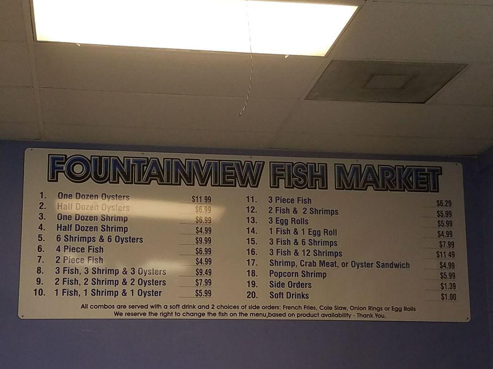 Menu at Fountain View Fish Market restaurant, Houston