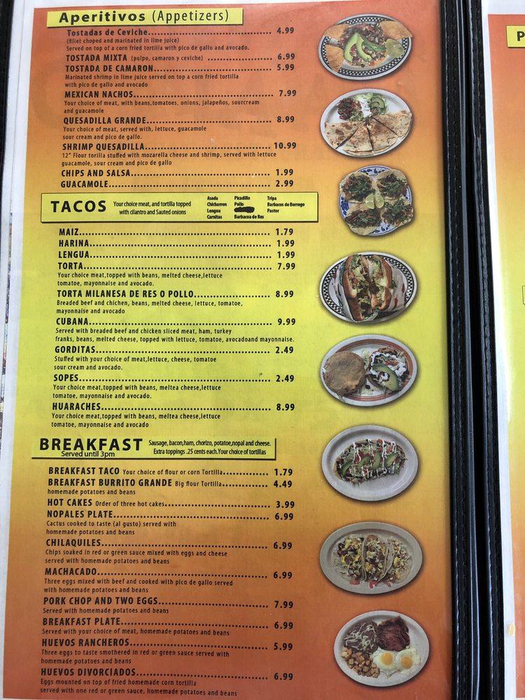 Menu at Taqueria El Toro restaurant, Haltom City, E Belknap St
