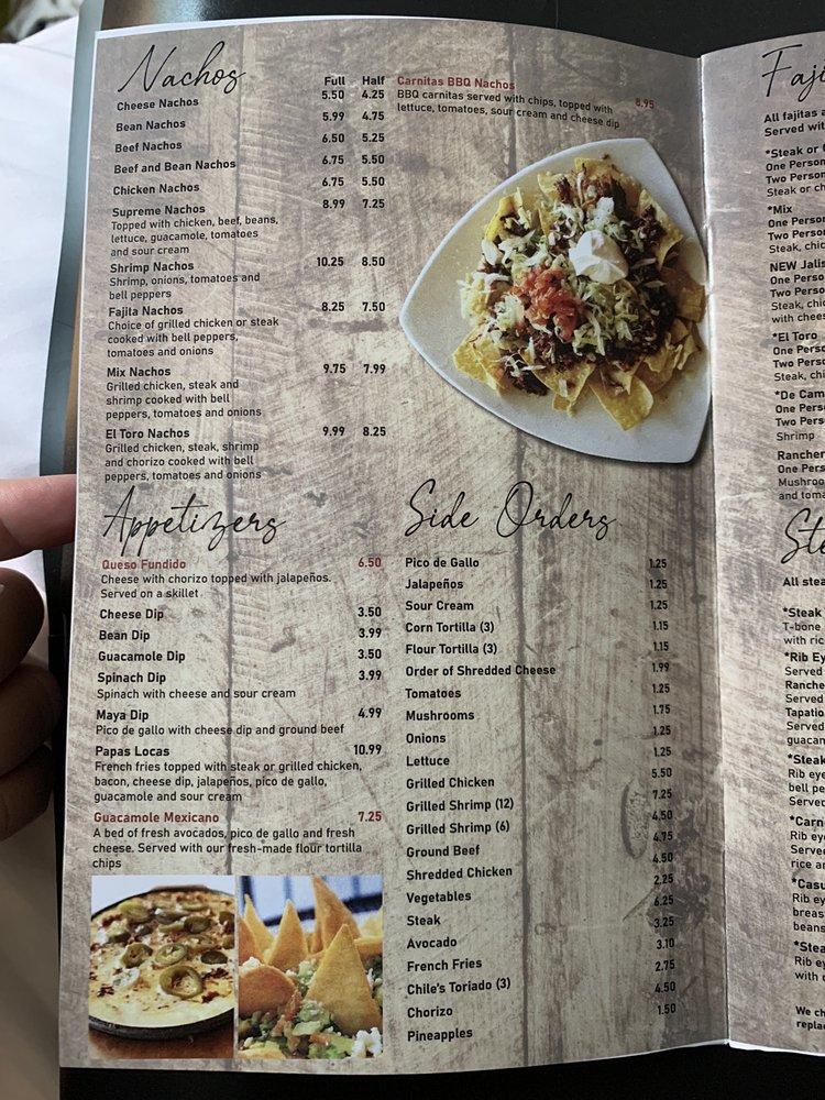 Menu at El patio mexican restaurant, Kirksville