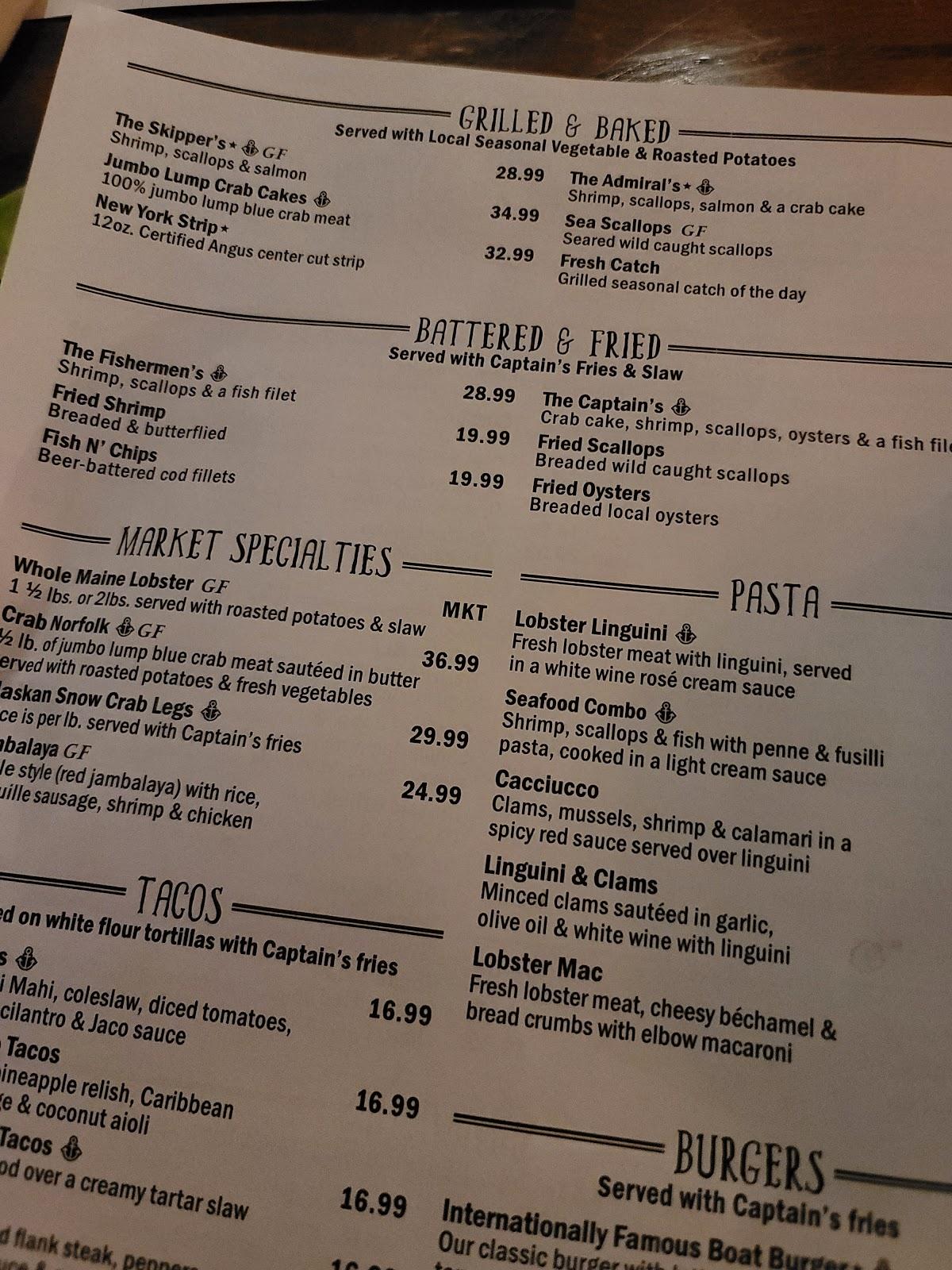 Menu at Fish Market Restaurant, Alexandria